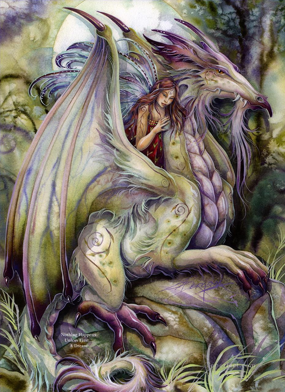 dragon rien ne se passe à moins d’abord une fantaisie de rêve Peintures à l'huile